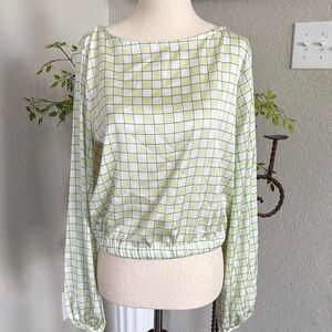 Elegant Green Checkered Blouse